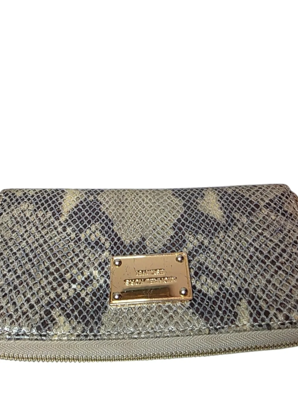 Michael Kors Metallic Snake-Print Wallet - Gold - Picture 4 of 11
